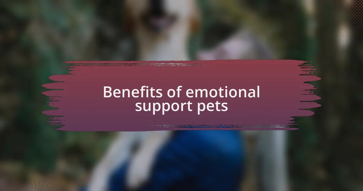 Benefits of emotional support pets