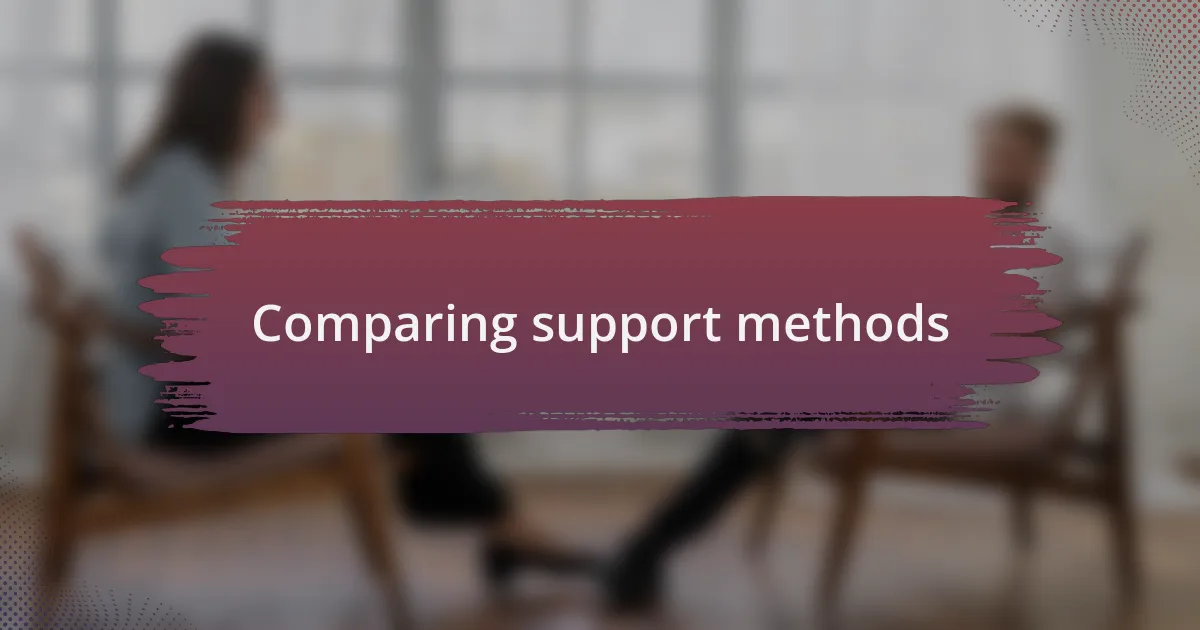 Comparing support methods