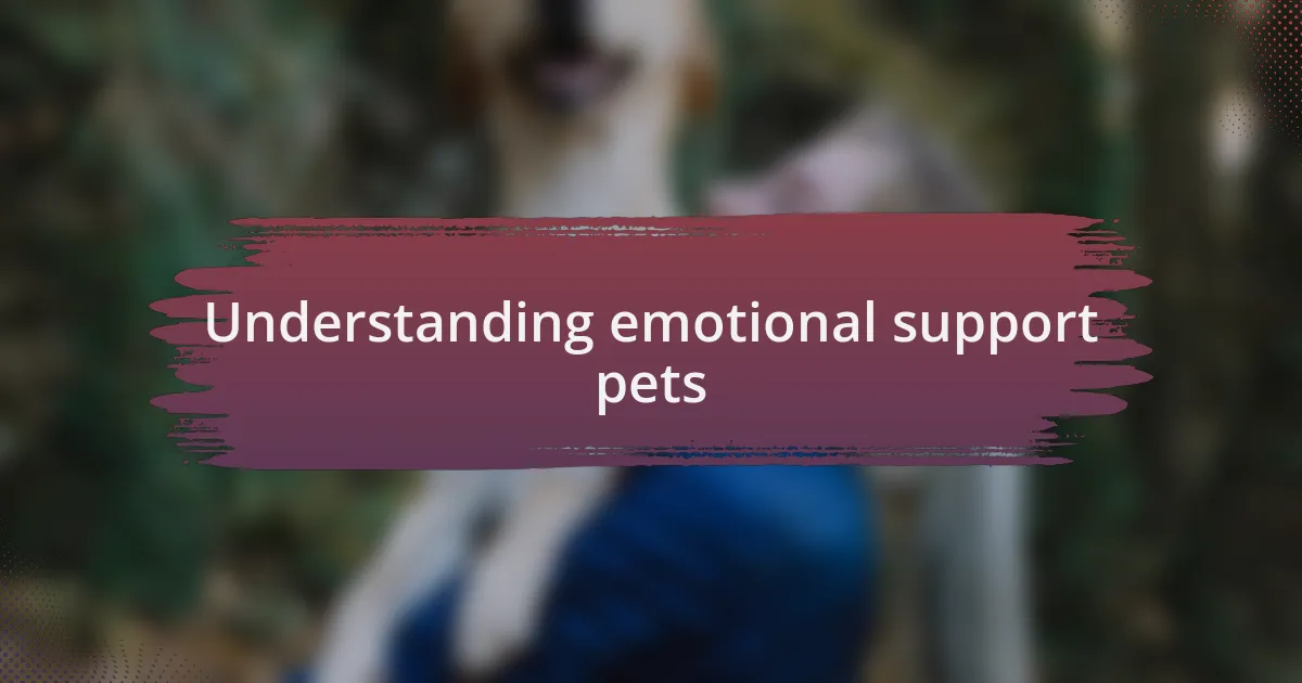 Understanding emotional support pets