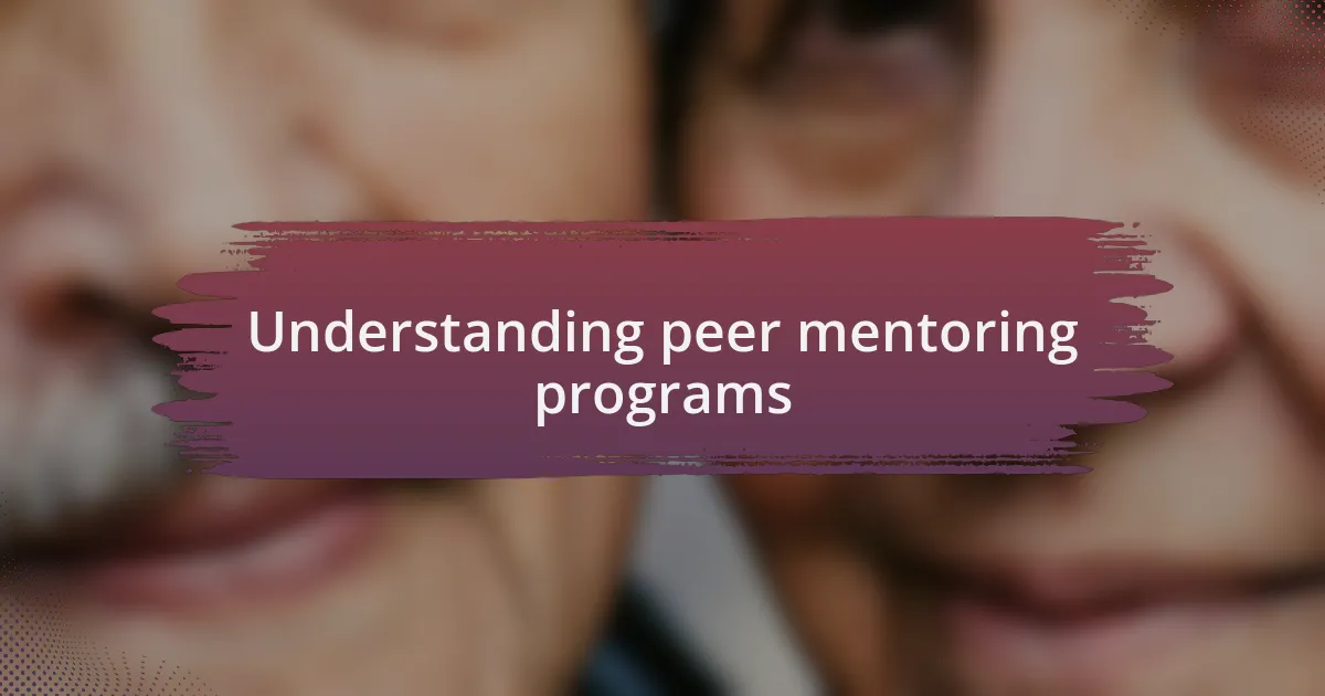 Understanding peer mentoring programs